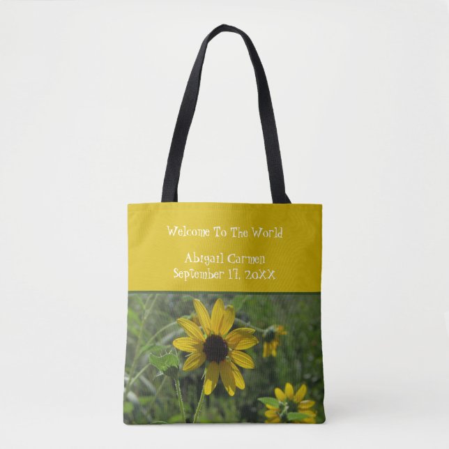 Tote Bag Bienvenue Dans Le Monde Tournesol Photo Floral (Devant)