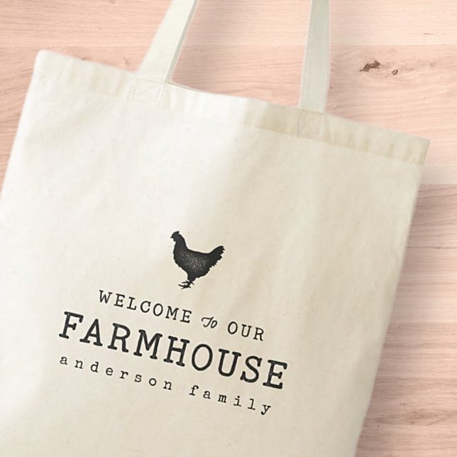 Tote Bag Bienvenue dans notre ferme Pays Poulet rustique (Créateur téléchargé)