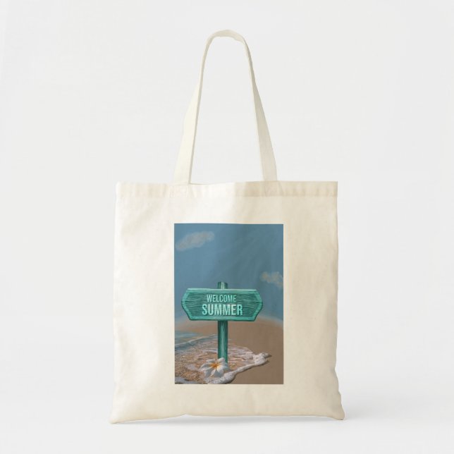 Tote Bag Bienvenue dessin vectoriel d'été (Devant)
