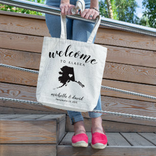 Tote Bag Bienvenue en Alaska Mariage de la silhouette d'É