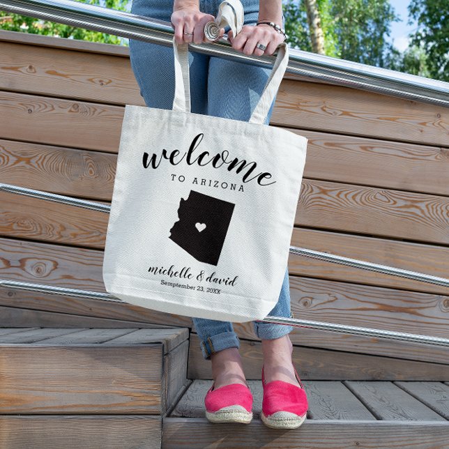 Tote Bag Bienvenue en Arizona | Mariage de la silhouette d' (Créateur téléchargé)