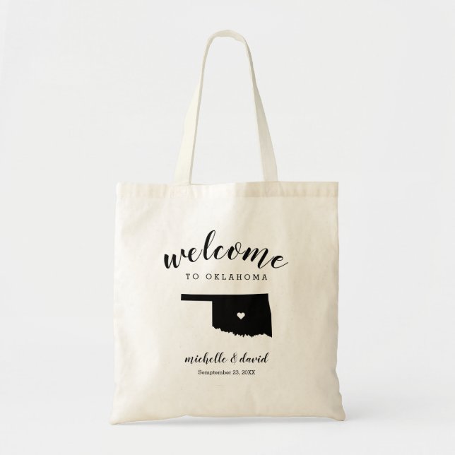 Tote Bag Bienvenue en Oklahoma | Mariage de silhouette d'ét (Devant)