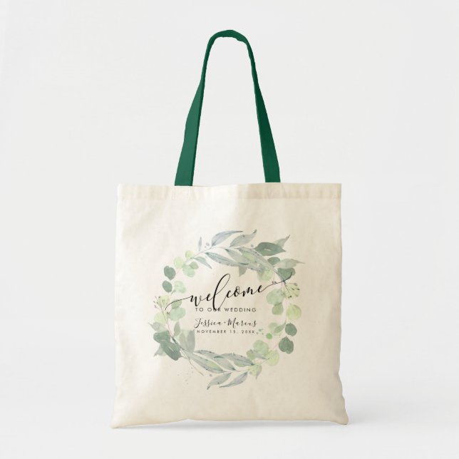 Tote Bag Bienvenue sur le gazon bleu d'eucalyptus à l'aquar (Devant)