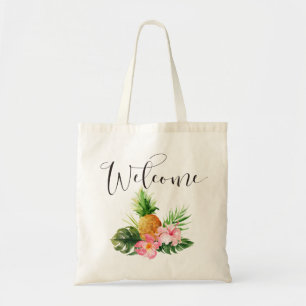 Tote Bag Bienvenue Tropical Palm Tree Ananas floral
