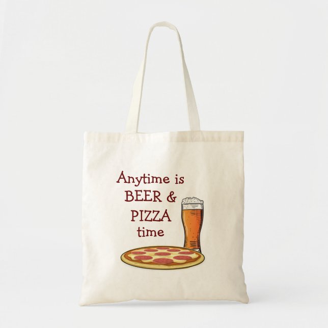 Tote Bag BIÈRE PIZZA TOUTE FOIS Dessin (Devant)