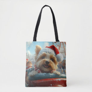Tote Bag Biewer Terrier Chien Montagnes Russes Noël