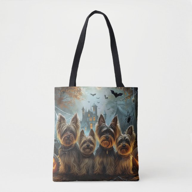 Tote Bag Biewer Terrier Halloween Night Doggy Délice (Devant)