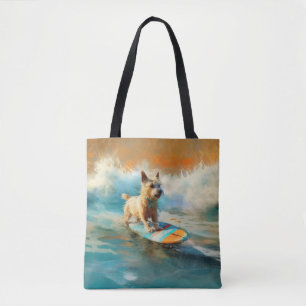 Tote Bag Biewer Terrier Plage Surf Peinture