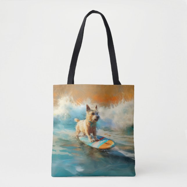 Tote Bag Biewer Terrier Plage Surf Peinture (Devant)