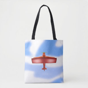 Tote Bag Big Cool Aventurier Flying Red Bi-Plane Fourre-tou