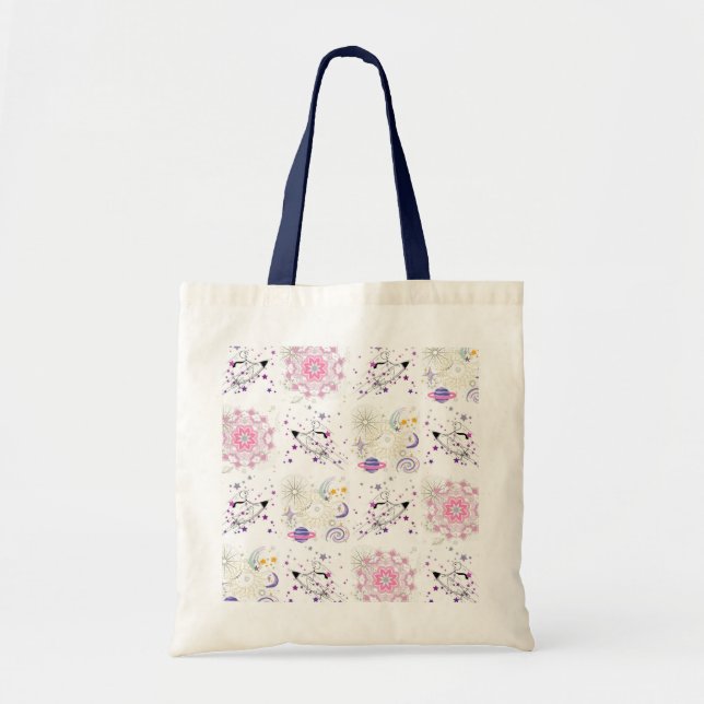 Tote Bag Big Time and Space Mandala Patchwork Pattern Budge (Devant)