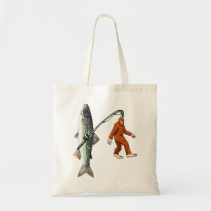 Tote Bag Bigfoot Fishing Funny Sasquatch et Fish Lake Trou