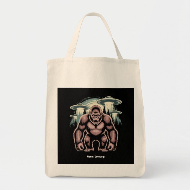 Tote Bag Bigfoot Sasquatch Alien UFO Drôle Graphisme (Devant)