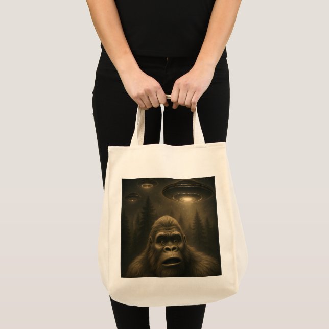 Tote Bag Bigfoot Sasquatch Alien UFO Funny (Devant (produit))