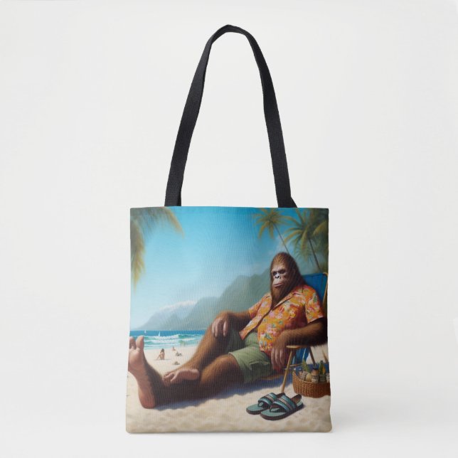 Tote Bag Bigfoot sur la plage (Devant)