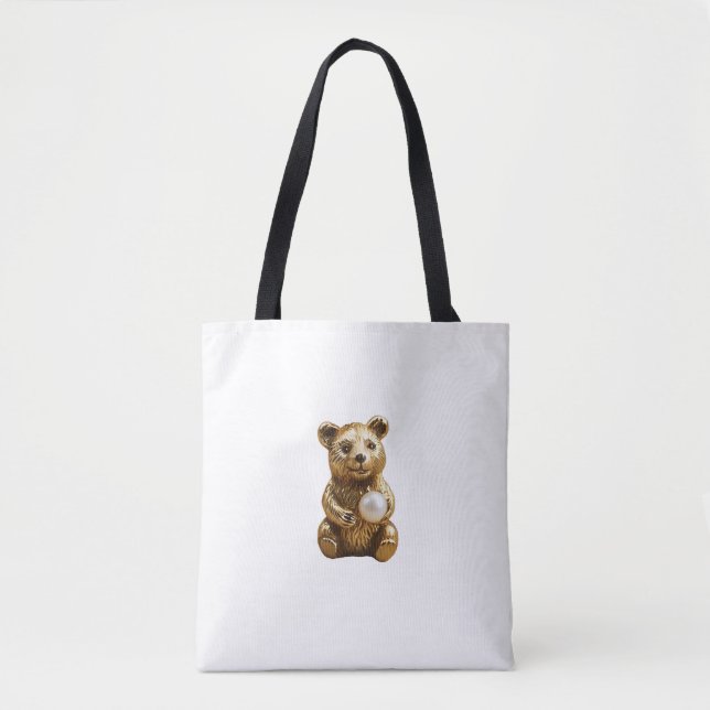 Tote Bag Bijou ours avec perle blanche (Devant)