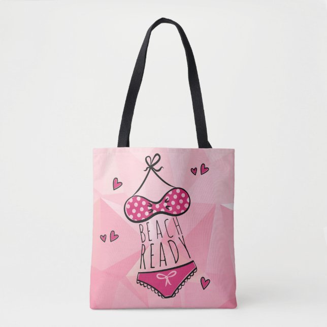 Tote Bag Bikini Plage prêt fille rose (Devant)