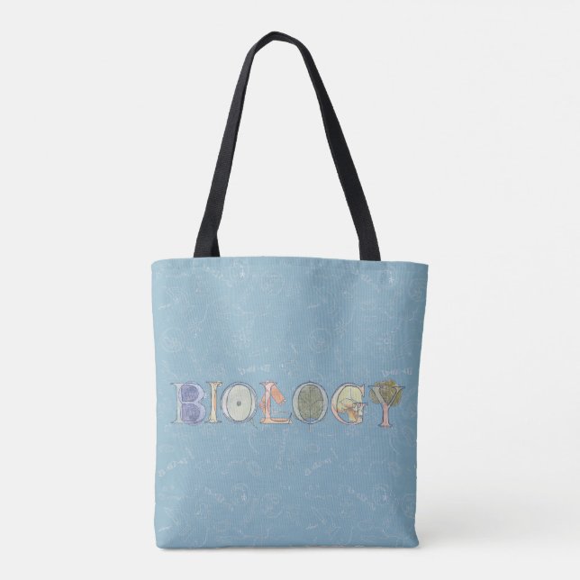 Tote Bag Biologie diagramme et typographie bleu (Dos)