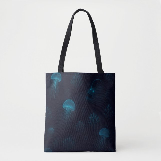 Tote Bag Bioluminescent Deep-Sea Glow Pattern Tote (Devant)