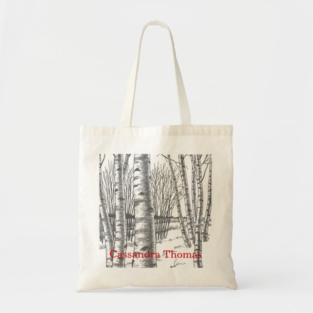 Tote Bag Birch Trees en Noël d'hiver Noël Noël Noël (Devant)