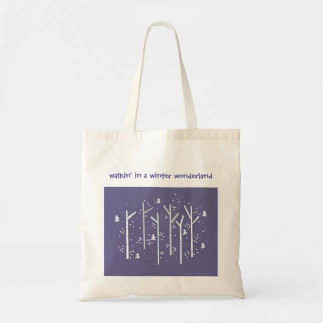 Tote Bag Birch Treks with Falling Snow (Devant)