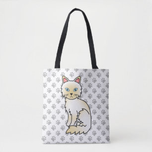 Tote Bag Birman / Ragdoll Point crème Chat & Pattes Mignonn