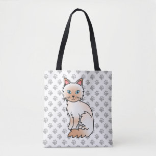 Tote Bag Birman / Ragdoll Point Rouge Chat & Pattes Mignon