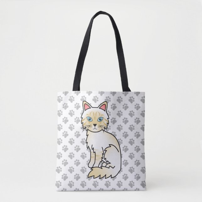 Tote Bag Birman / Ragdoll tabby crème Point Chats & Pattes  (Devant)