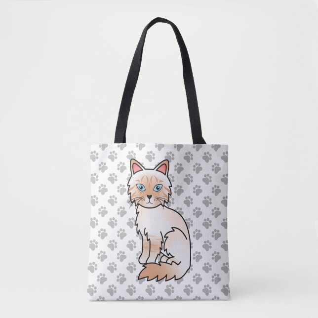 Tote Bag Birman / Ragdoll Tabby Point Rouge Chat & Pattes M (Devant)