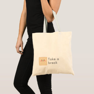 Tote Bag Biscuit Mignon Faites Une Pause Texte Personnalisé