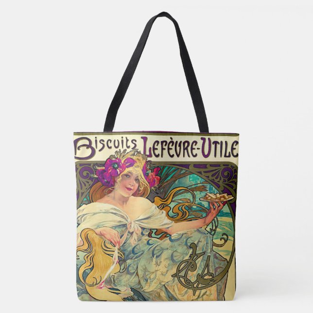 Tote Bag Biscuits Lefevre-Utile par Alphonse Mucha (1896) (Devant)