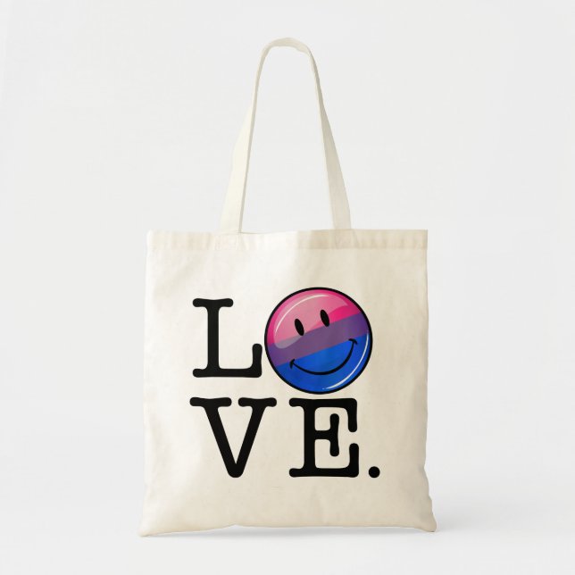 Tote Bag Bisexualité Drapeau à l'intérieur du mot Amour (Devant)