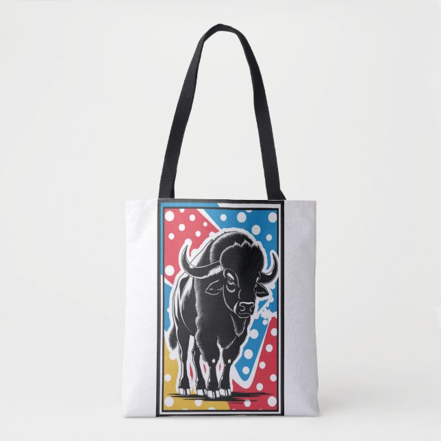 Tote Bag Bison - Buffalo Pop Art (Devant)