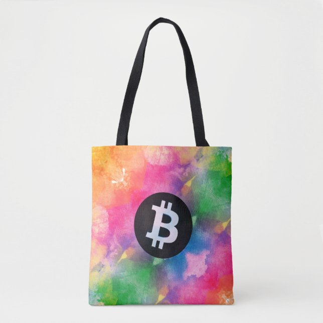 Tote Bag Bitcoin Aquarelle (Style 1 - Genèse) (Devant)
