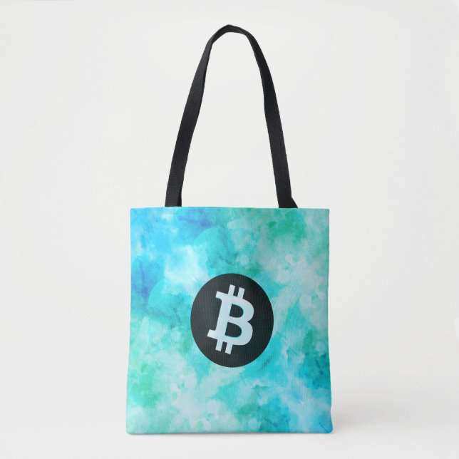 Tote Bag Bitcoin Aquarelle (Style 3 - Vie de plage) (Devant)