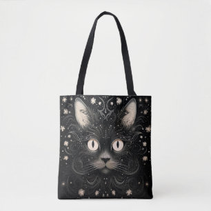 Tote Bag Black Abstrait Cat Graphic Fourre-tout