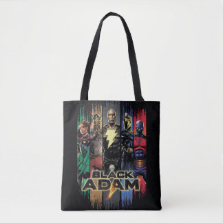 Tote Bag Black Adam Characters In Stripes Graphic
