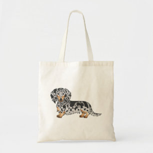 Tote Bag Black And Tan Dapple Long Hair Dachshund Dog
