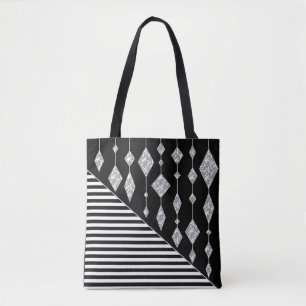 Tote Bag Black and white, abstract, geometric, simple, scan