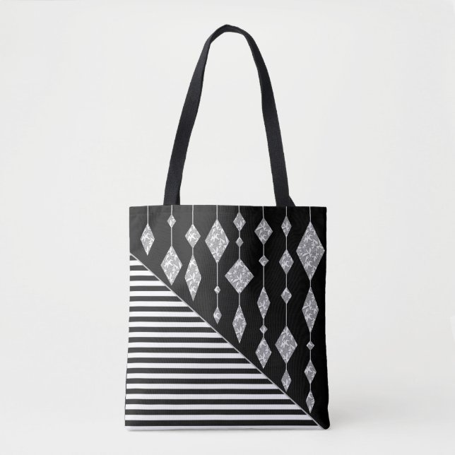Tote Bag Black and white, abstract, geometric, simple, scan (Devant)
