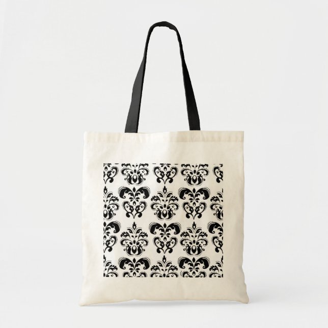 TOTE BAG BLACK AND WHITE DAMASK (Devant)