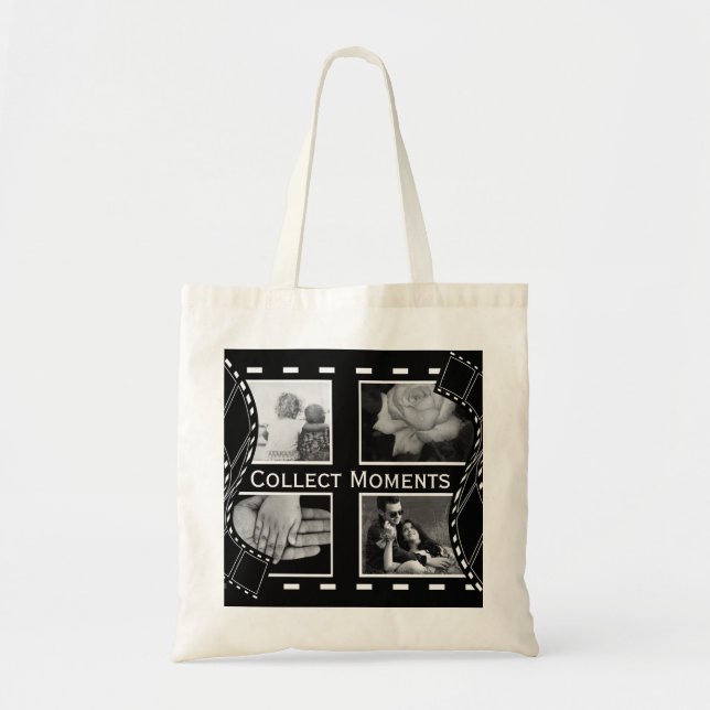 Tote Bag Black and White Film Reel Custom Photo (Devant)