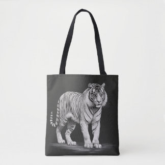 Tote Bag Black and white tiger drawing