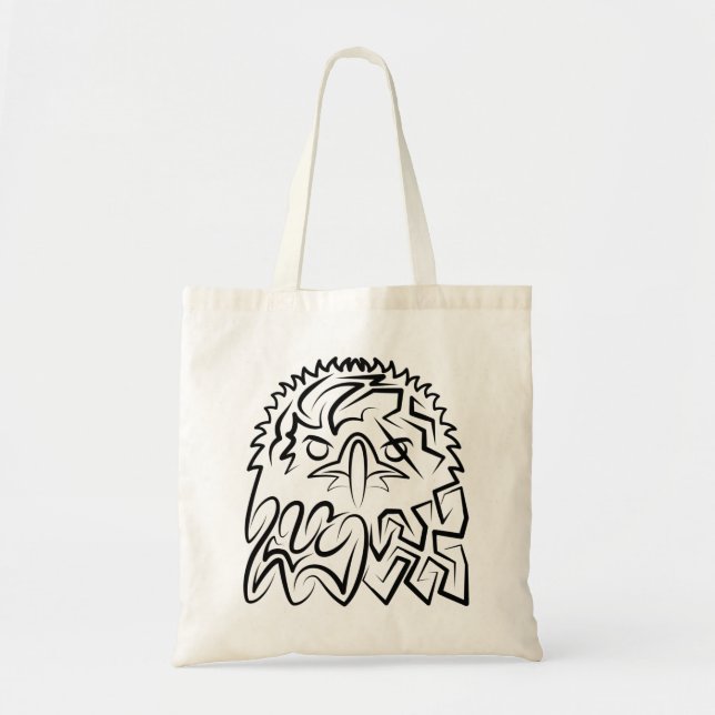Tote Bag Black and White Tribal Eagle (Devant)