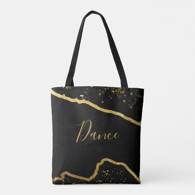 Tote Bag Black avec Gold Parties scintillant Danse Fourre-t (Dos)