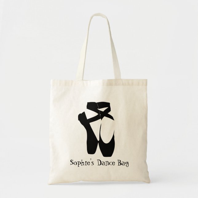 Tote Bag Black ballet  pointe shoes (Devant)