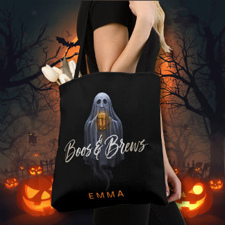 Tote Bag Black Boos & Brews Fantôme Halloween