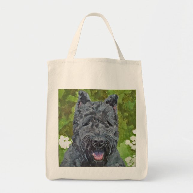 Tote Bag Black Brindle Bouvier Des Flanders Dog Art Fourre- (Devant)