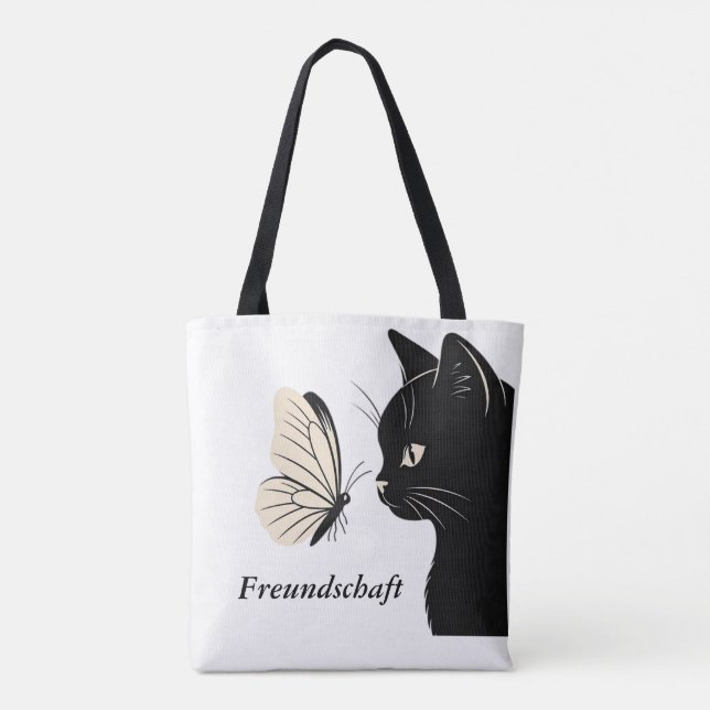 Tote Bag Black Cat and Butterfly Mysterious (Dos)