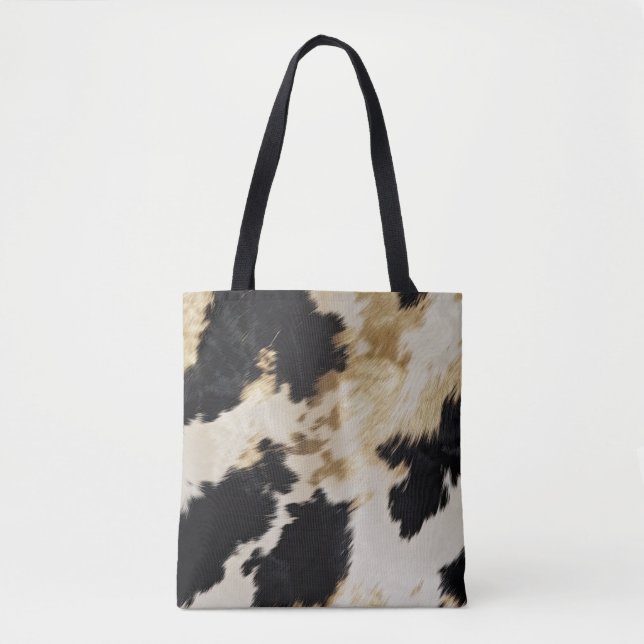 Tote Bag Black Cream Gold Western Cowhide (Devant)